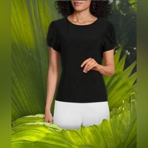 Preston & York Black shirt, blouse top. Plus size S some pleats on the sleeve